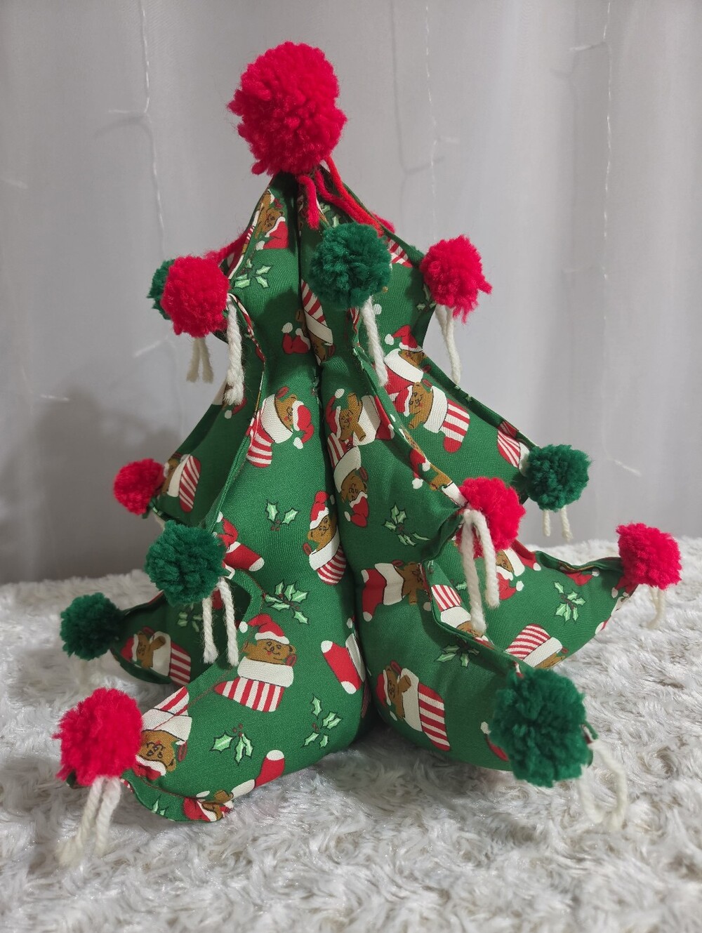 Vintage Handmade Festive Tabletop Christmas Tree Plush